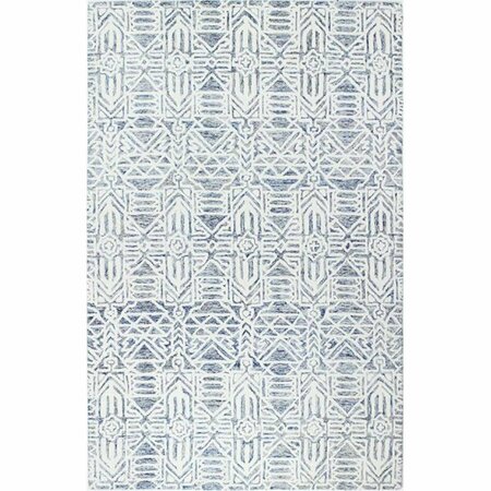 BASHIAN 5 ft. x 7 ft. 6 in. Verona Collection Transitional 100 Percent Wool Hand Tufted Area Rug Ivy & Blue R130-IVBL-5X7.6-LC162